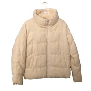 Cream Corduroy Puffer Jacket